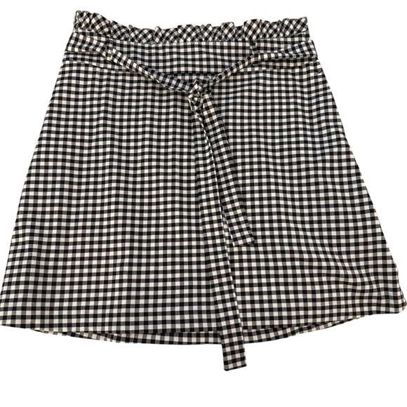 5 for $25!! NWT Cynthia Rowley B&W Checked Gingham A-Line Belted Skirt Size 14 - Picture 2 of 10